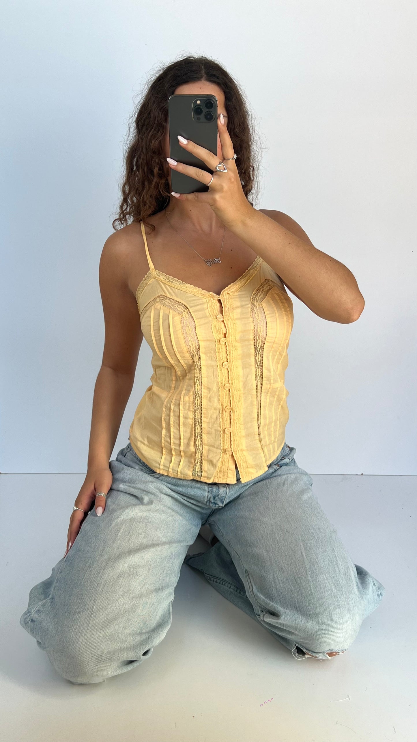 00s yellow lace cami- size M