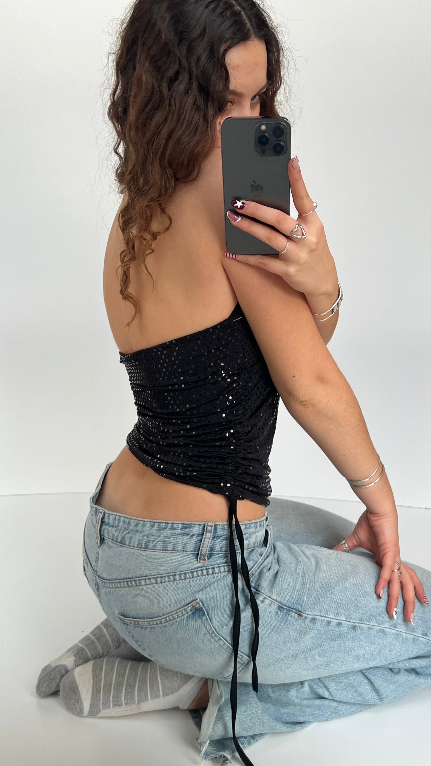 00s black sequin halter cami- size M