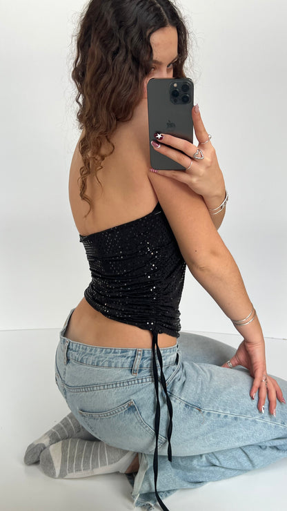 00s black sequin halter cami- size M