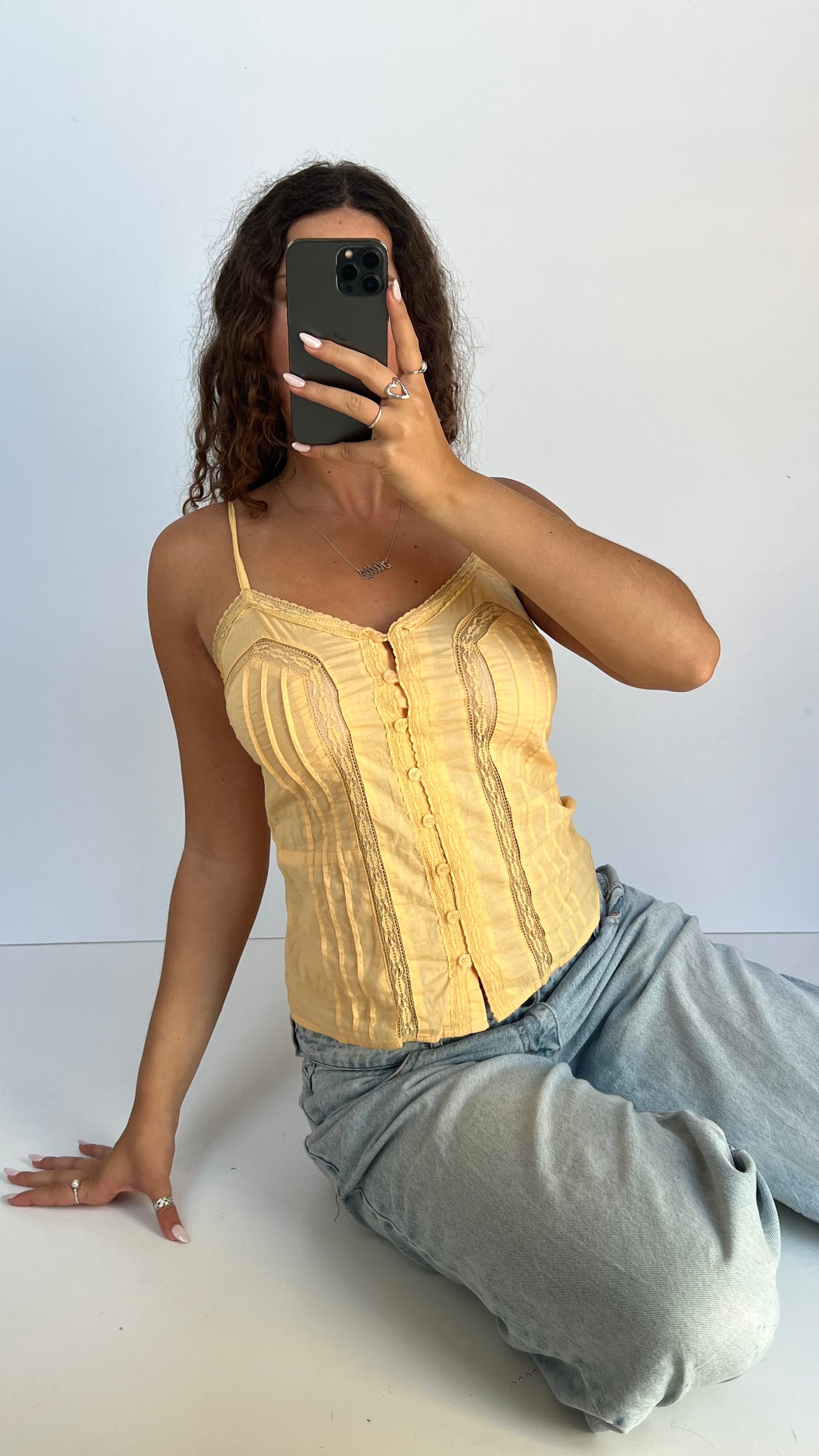 00s yellow lace cami- size M