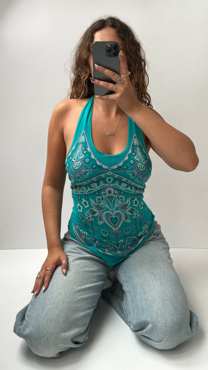00s blue patterned cami- size S
