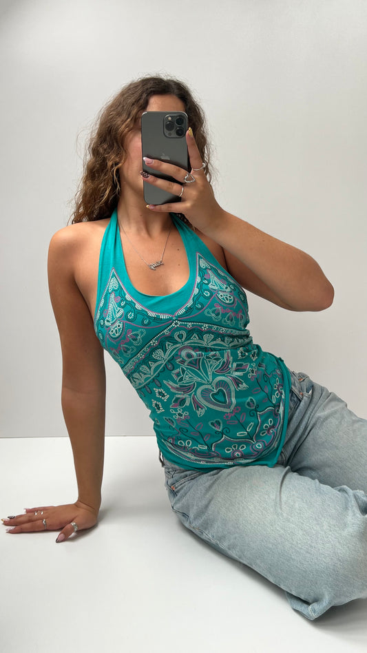 00s blue patterned cami- size S