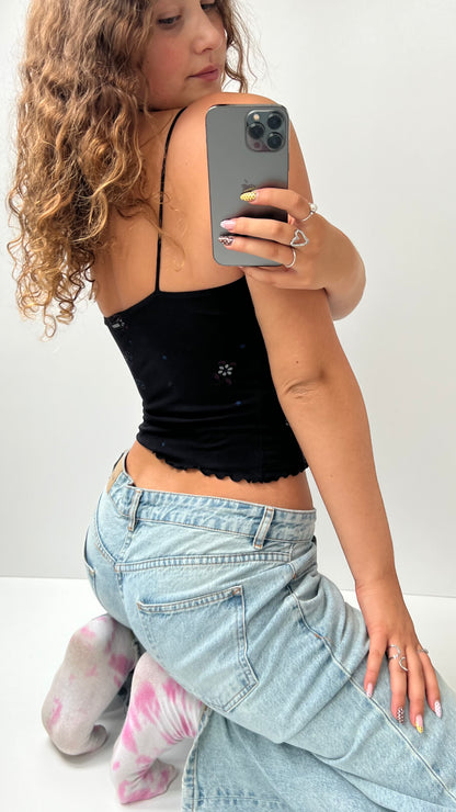 00s Guess black mesh cami- size M