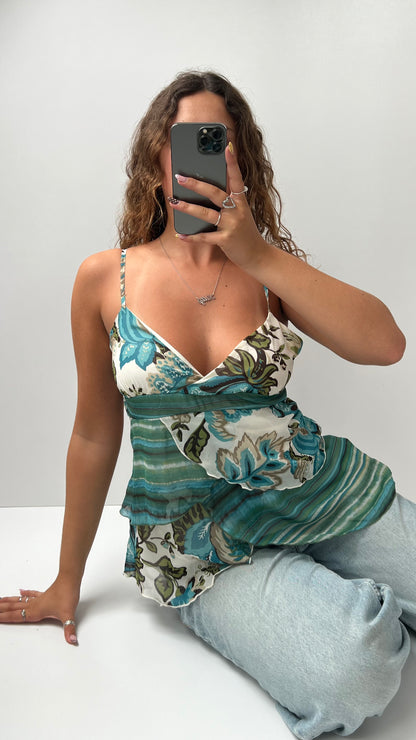 00s blue babydoll floral cami- size XL