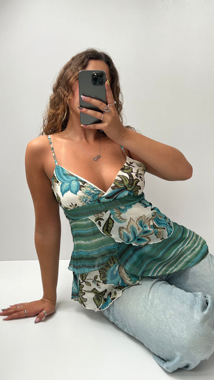 00s blue babydoll floral cami- size XL