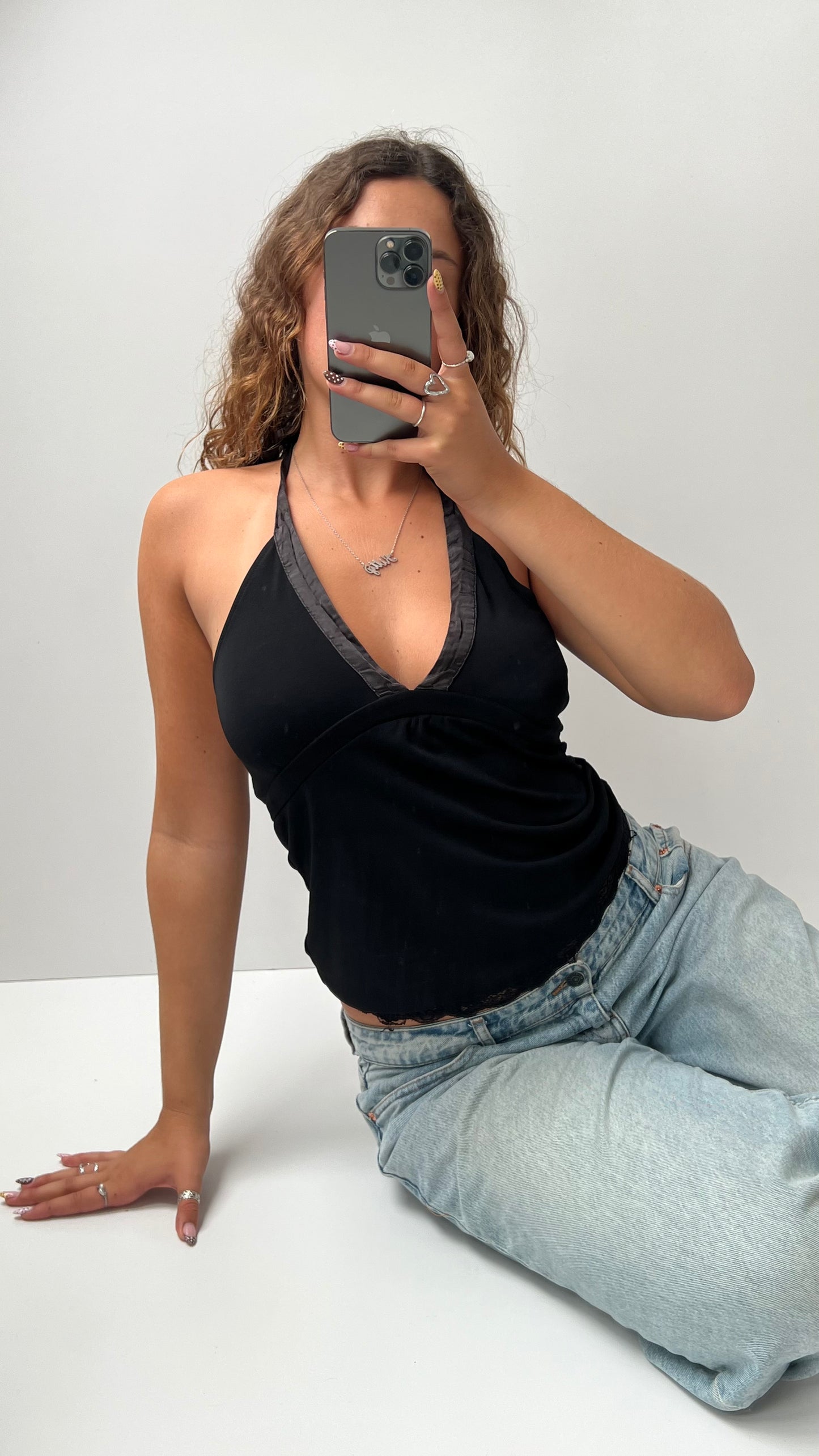 00s black halter cami- size S