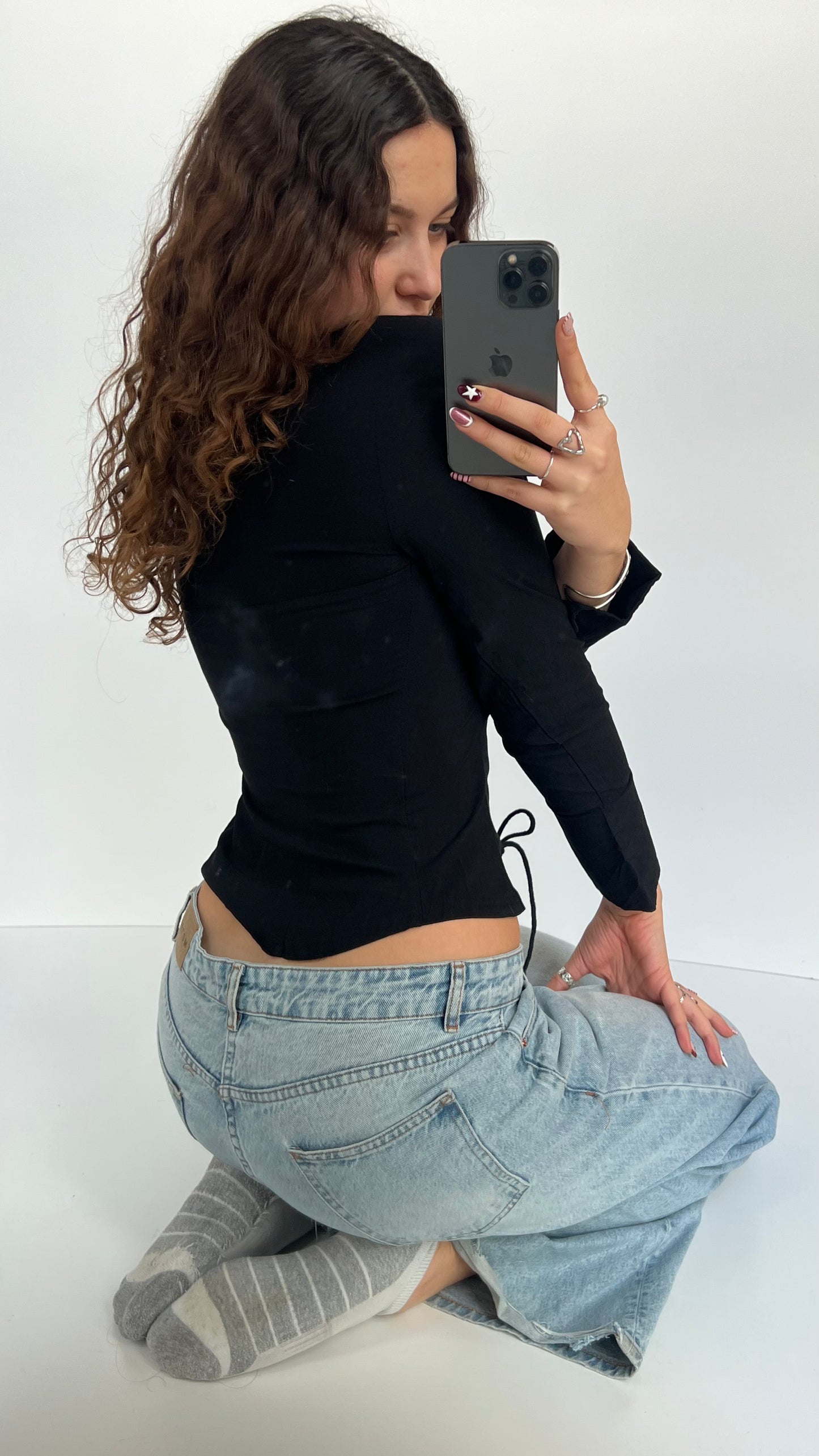 00s black long sleeve shirt- size S