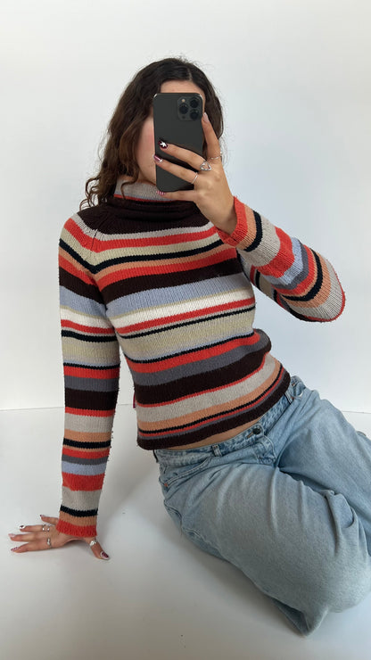 00s orange striped jumper- size S