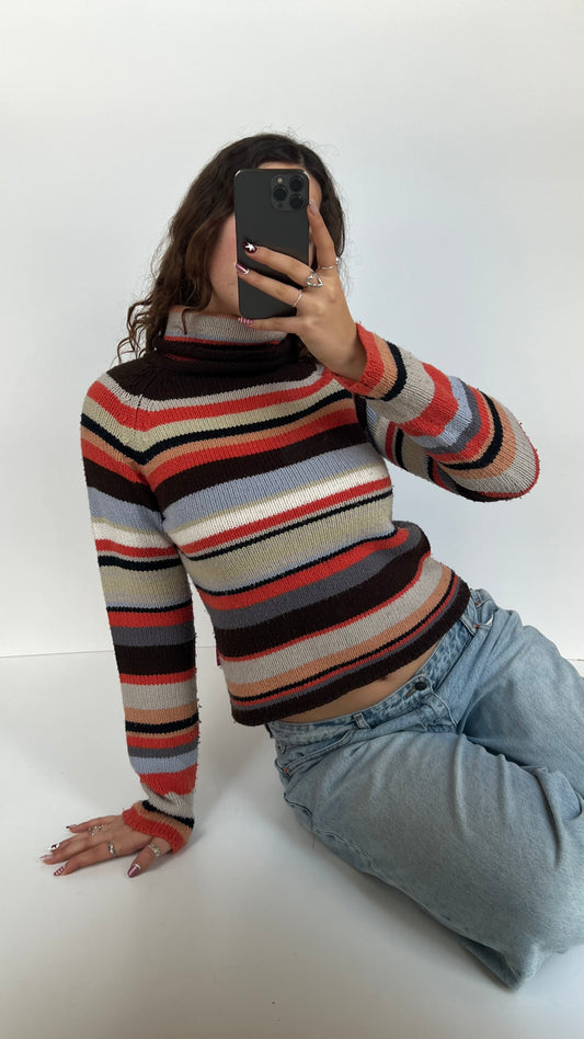 00s orange striped jumper- size S