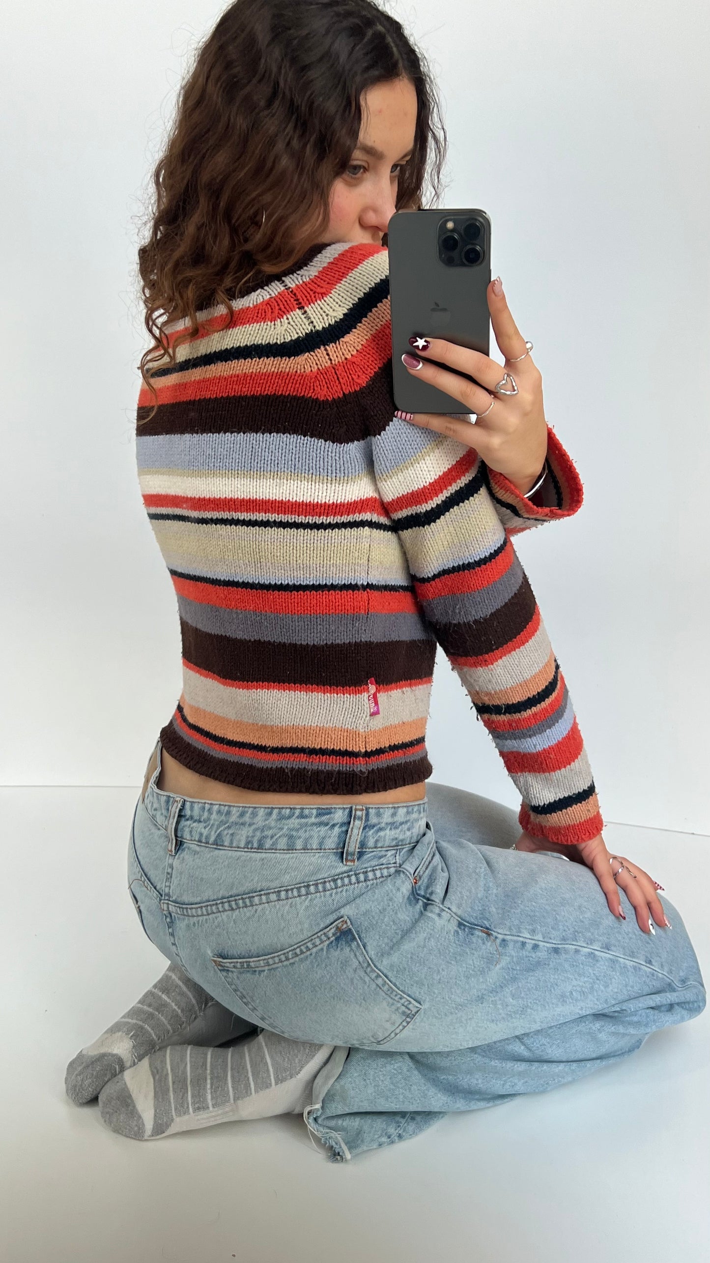 00s orange striped jumper- size S