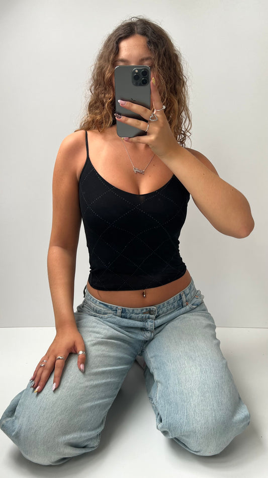 00s black glitter mesh cami- size XS