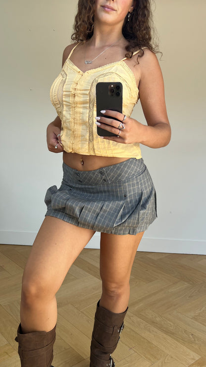00s grey pleated mini skirt- size M