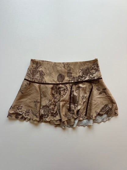 00s brown floral mini skirt- size XS