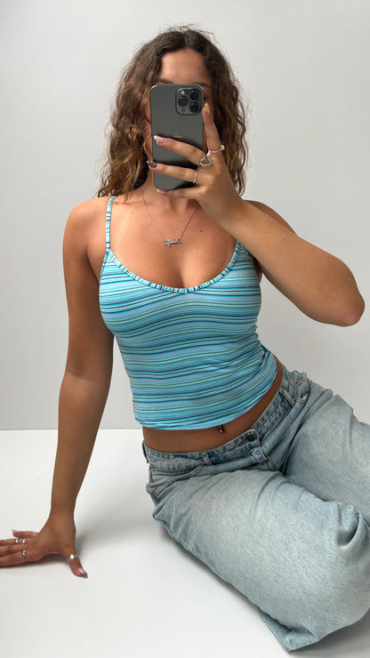 00s blue striped cami- size M