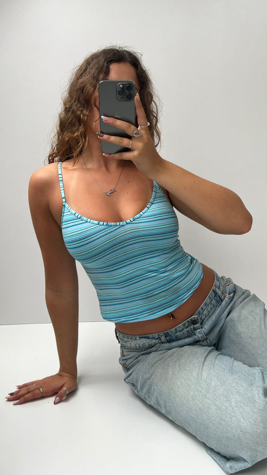 00s blue striped cami- size M
