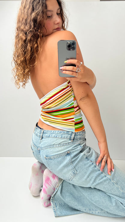 00s striped colourful halter cami- size S/M
