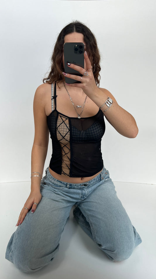 00s black mesh cami- size S