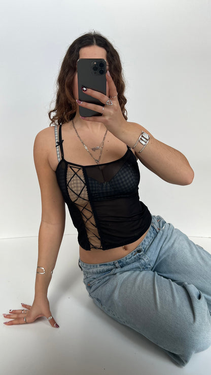 00s black mesh cami- size S