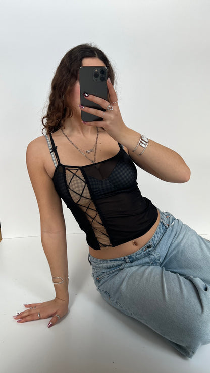 00s black mesh cami- size S