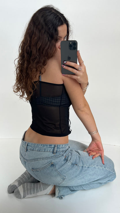 00s black mesh cami- size S