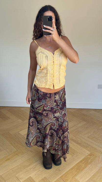 00s purple paisley maxi skirt- size L