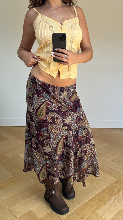 00s purple paisley maxi skirt- size L