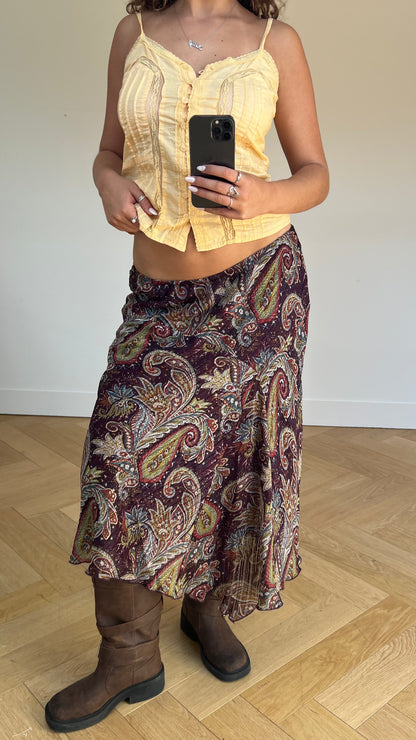 00s purple paisley maxi skirt- size L