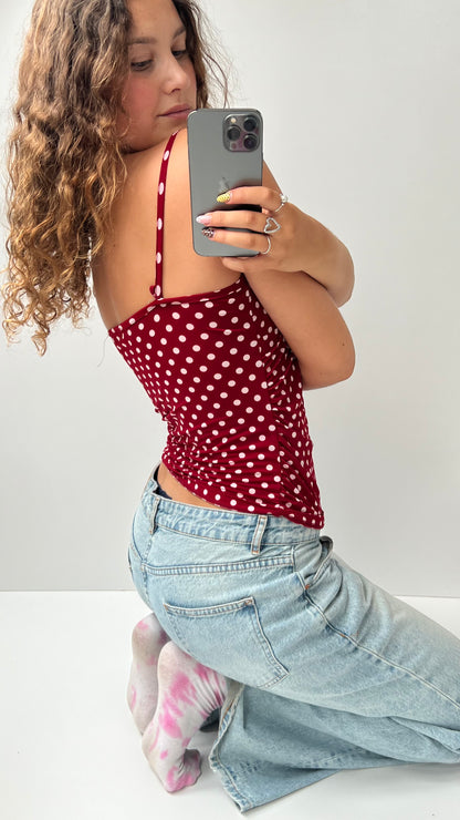 00s red polka dot cami- size M