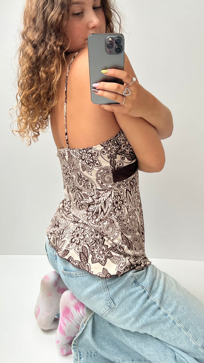 00s brown patterned cami- size L