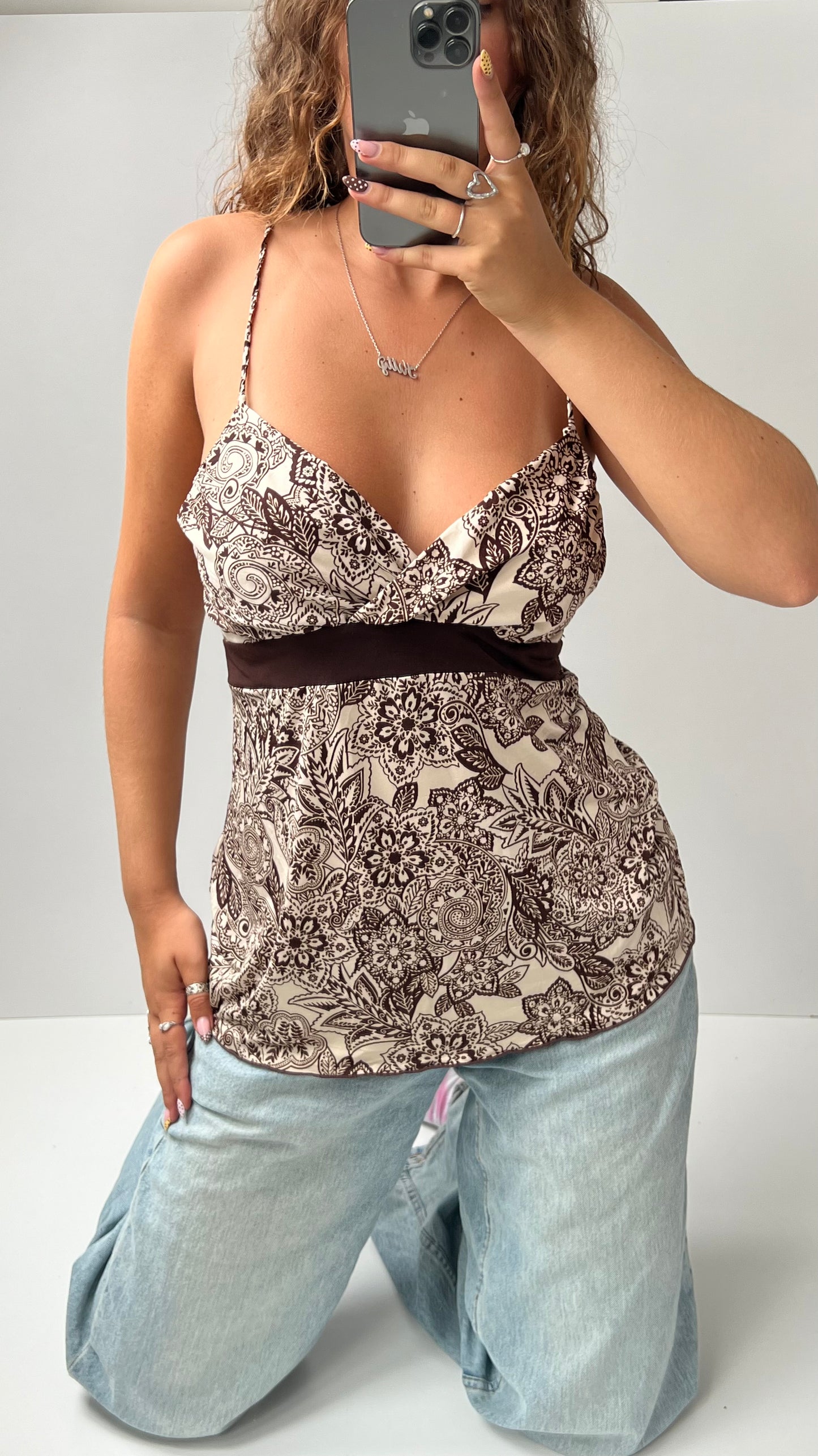 00s brown patterned cami- size L