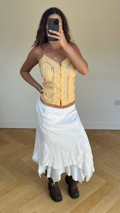 00s white asymmetric maxi skirt- size XXL
