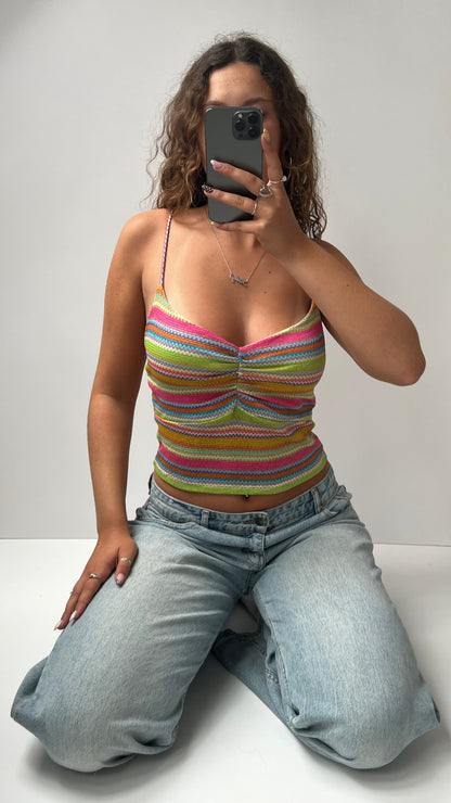 00s multicolour crochet cami- size M