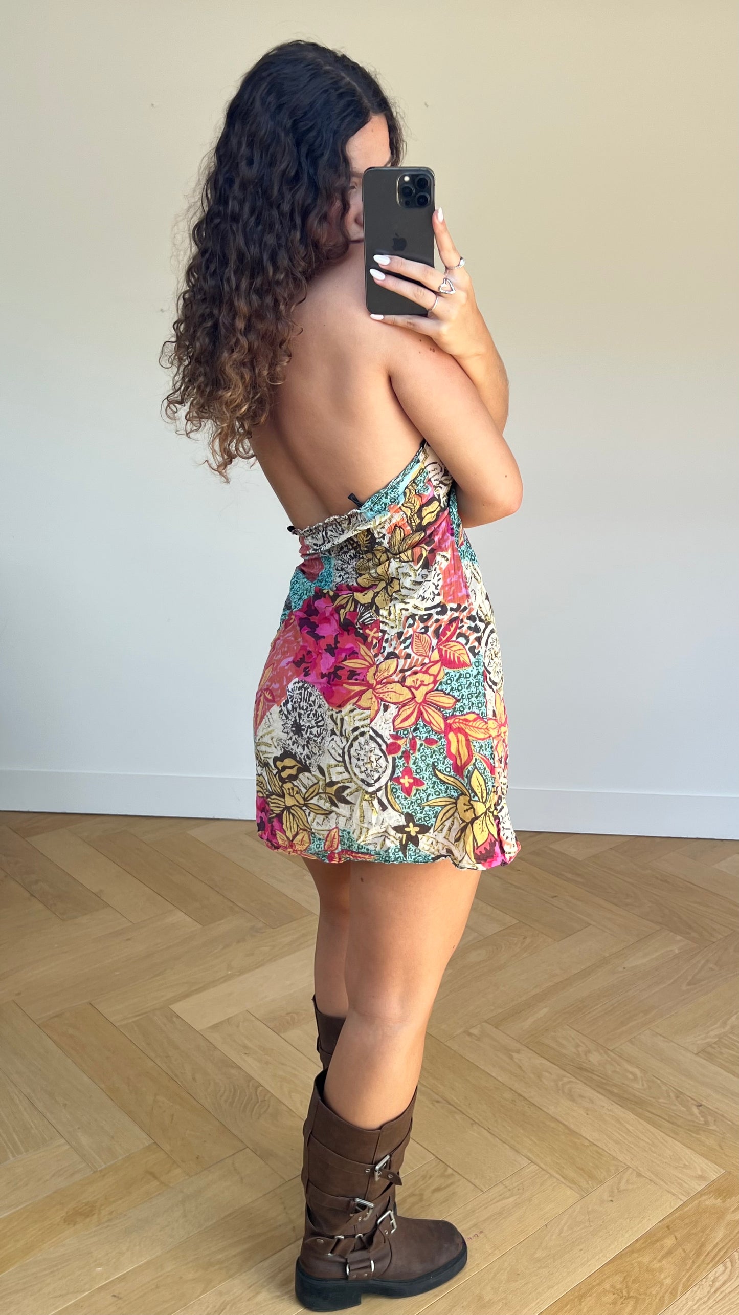 00s colourful mini dress- size M