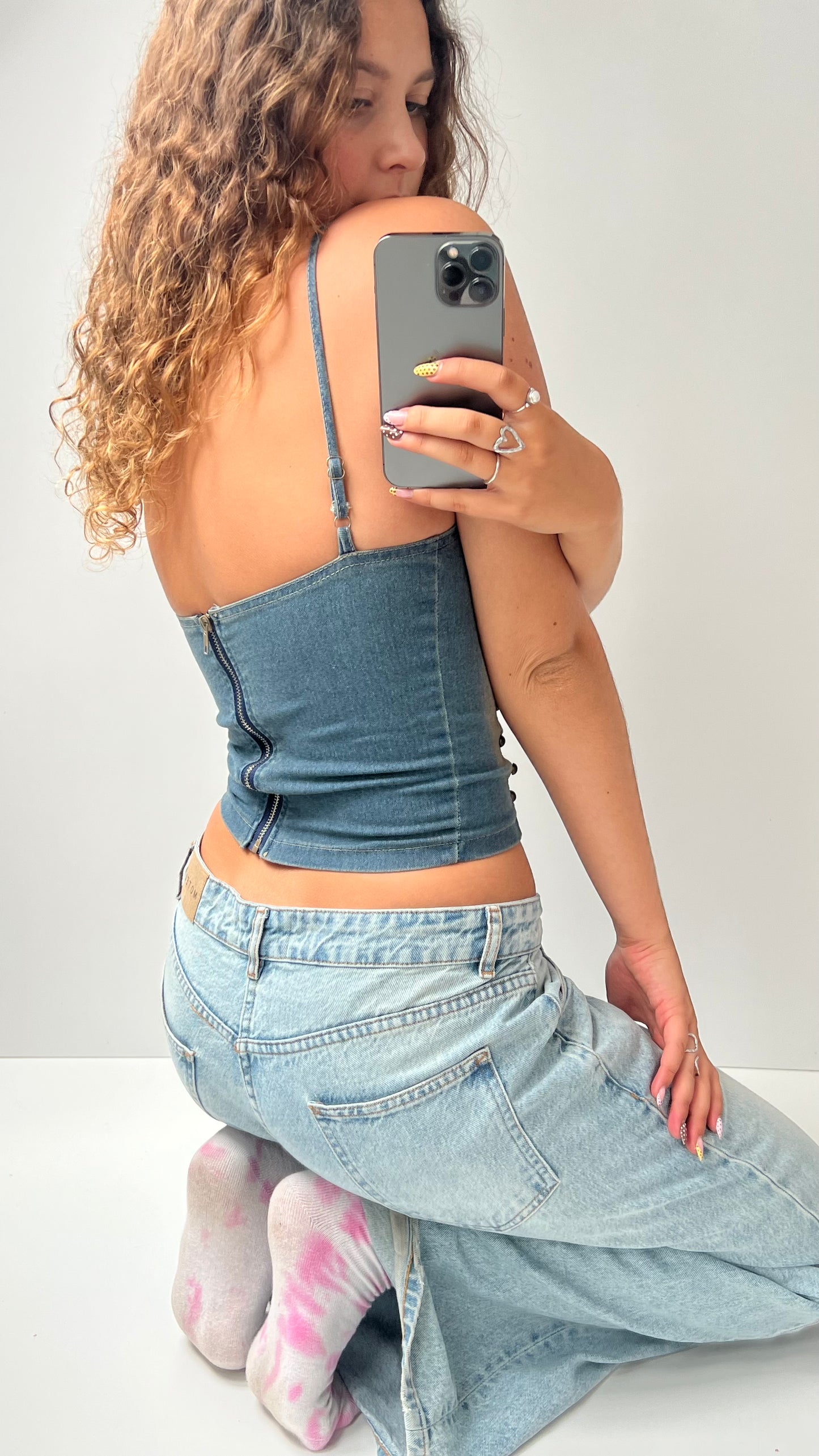 00s denim stud cami- size XS