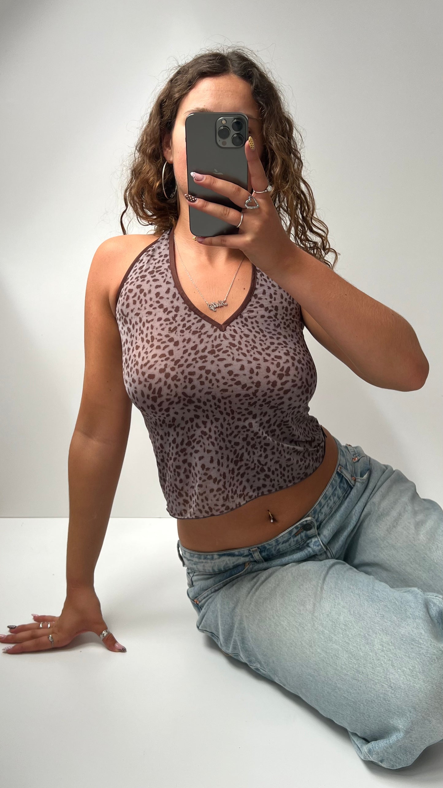 00s leopard print halter cami- size XS/S
