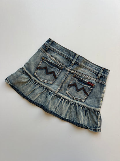 00s denim pleated mini skirt- size S