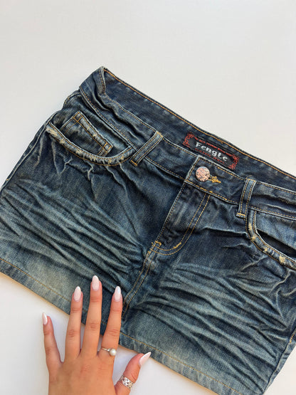 00s denim mini skirt- size S