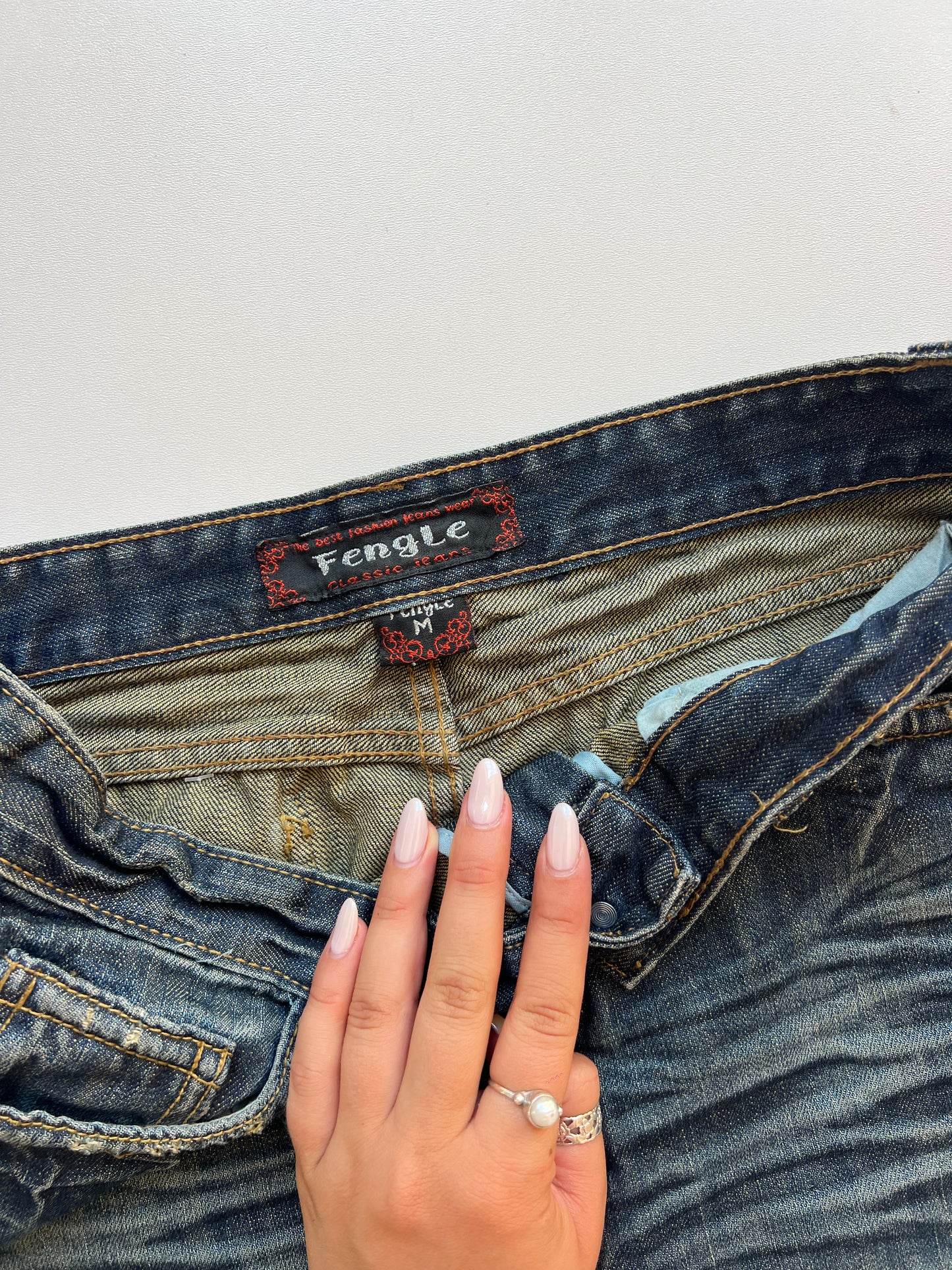 00s denim mini skirt- size S