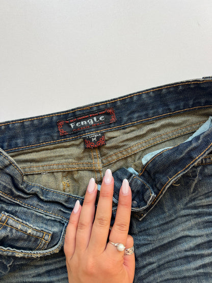 00s denim mini skirt- size S