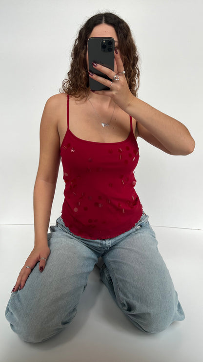 00s red sequin cami- size S