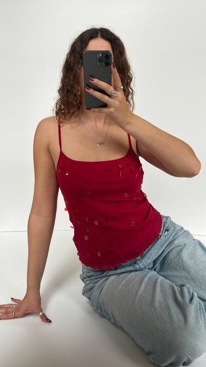 00s red sequin cami- size S
