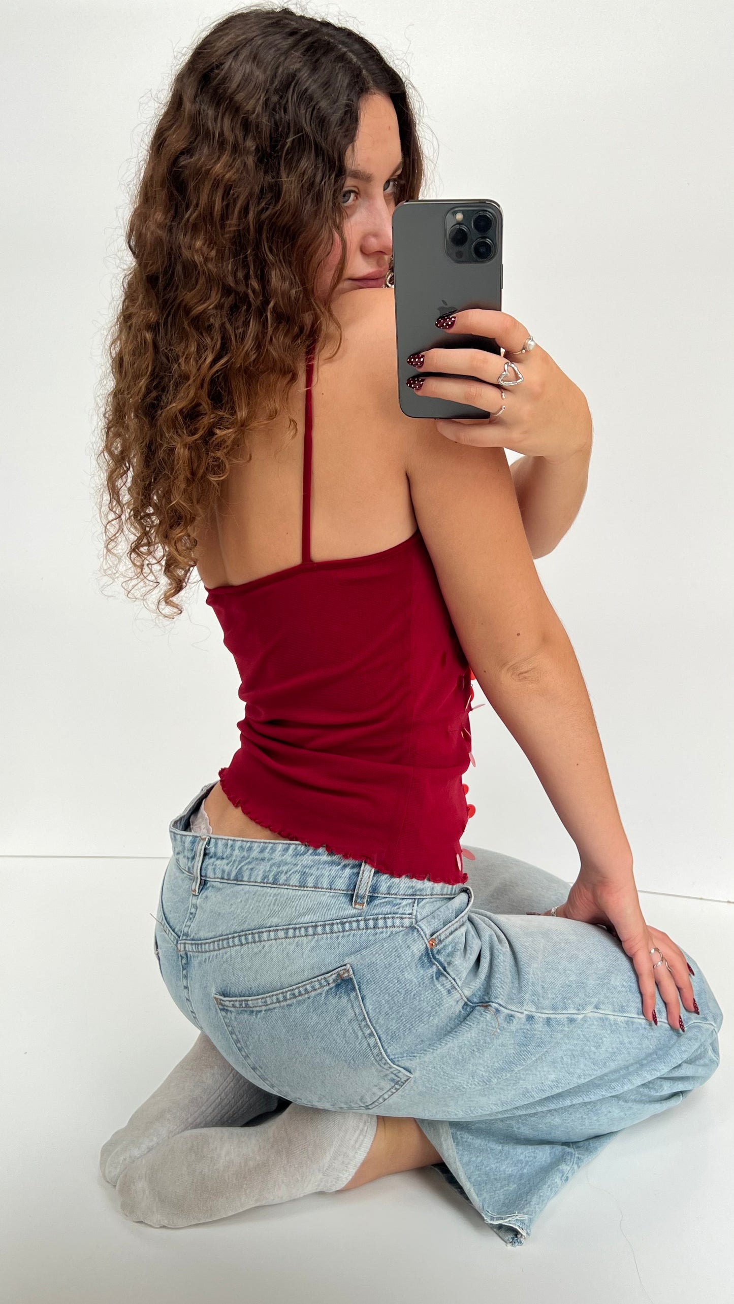 00s red sequin cami- size S