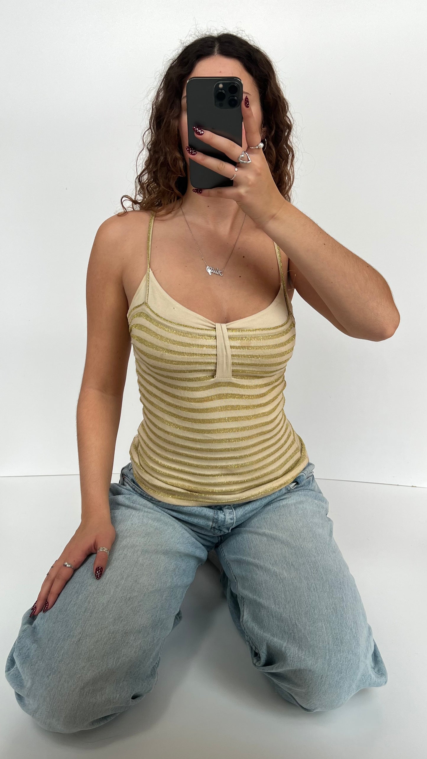 00s gold striped cami- size S