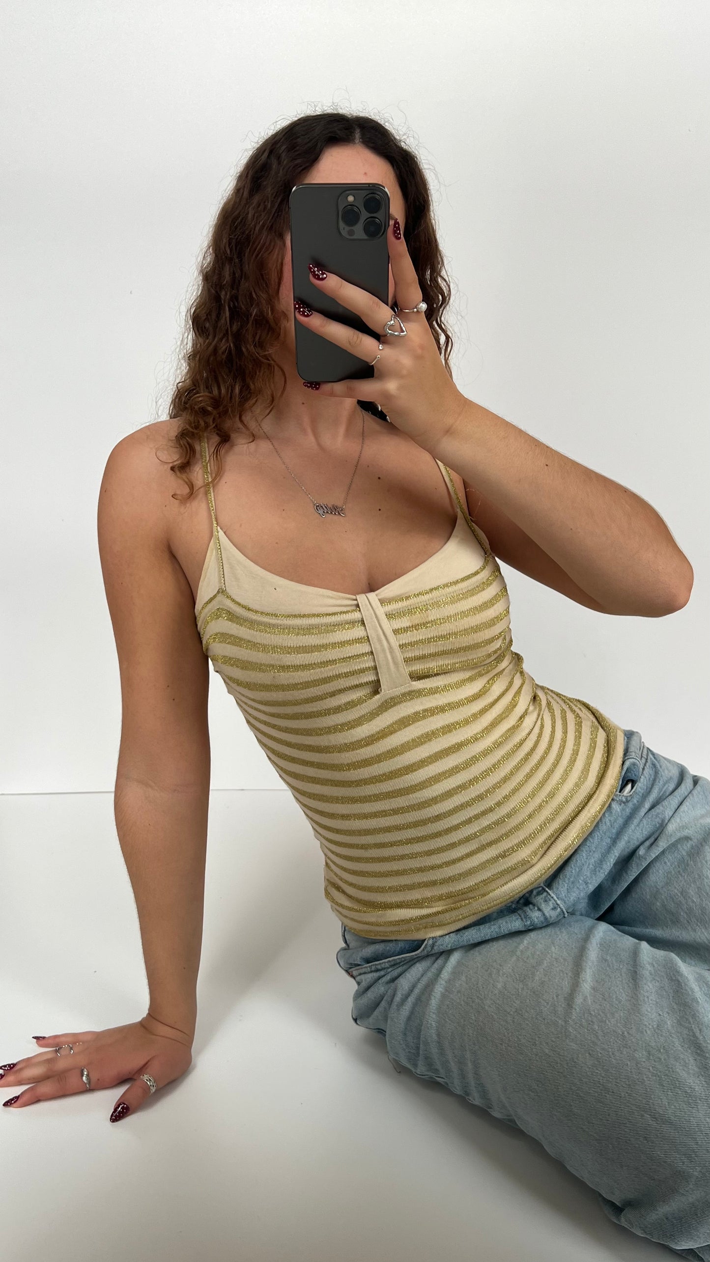 00s gold striped cami- size S
