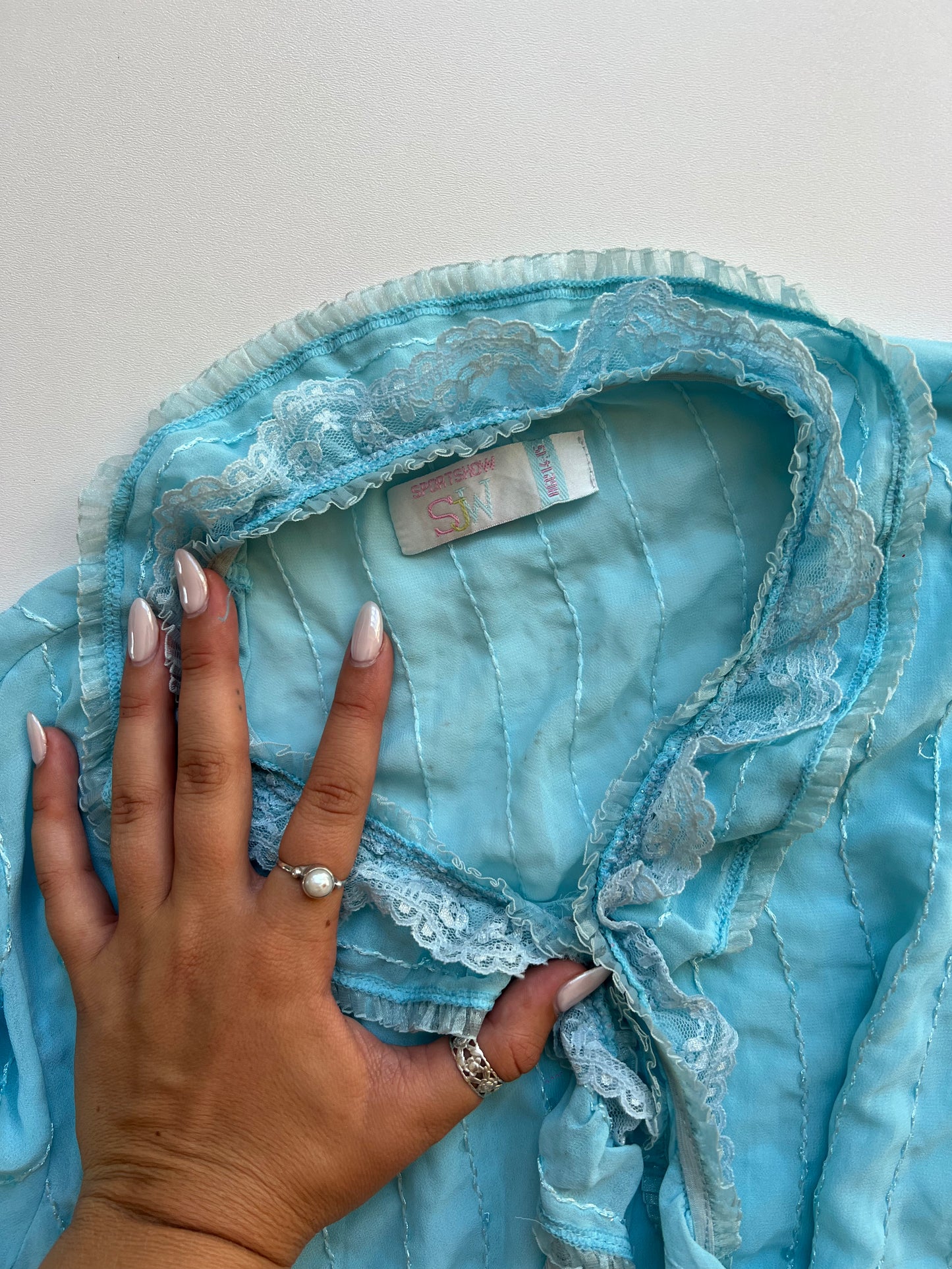 00s teal mesh sequin top- size XS