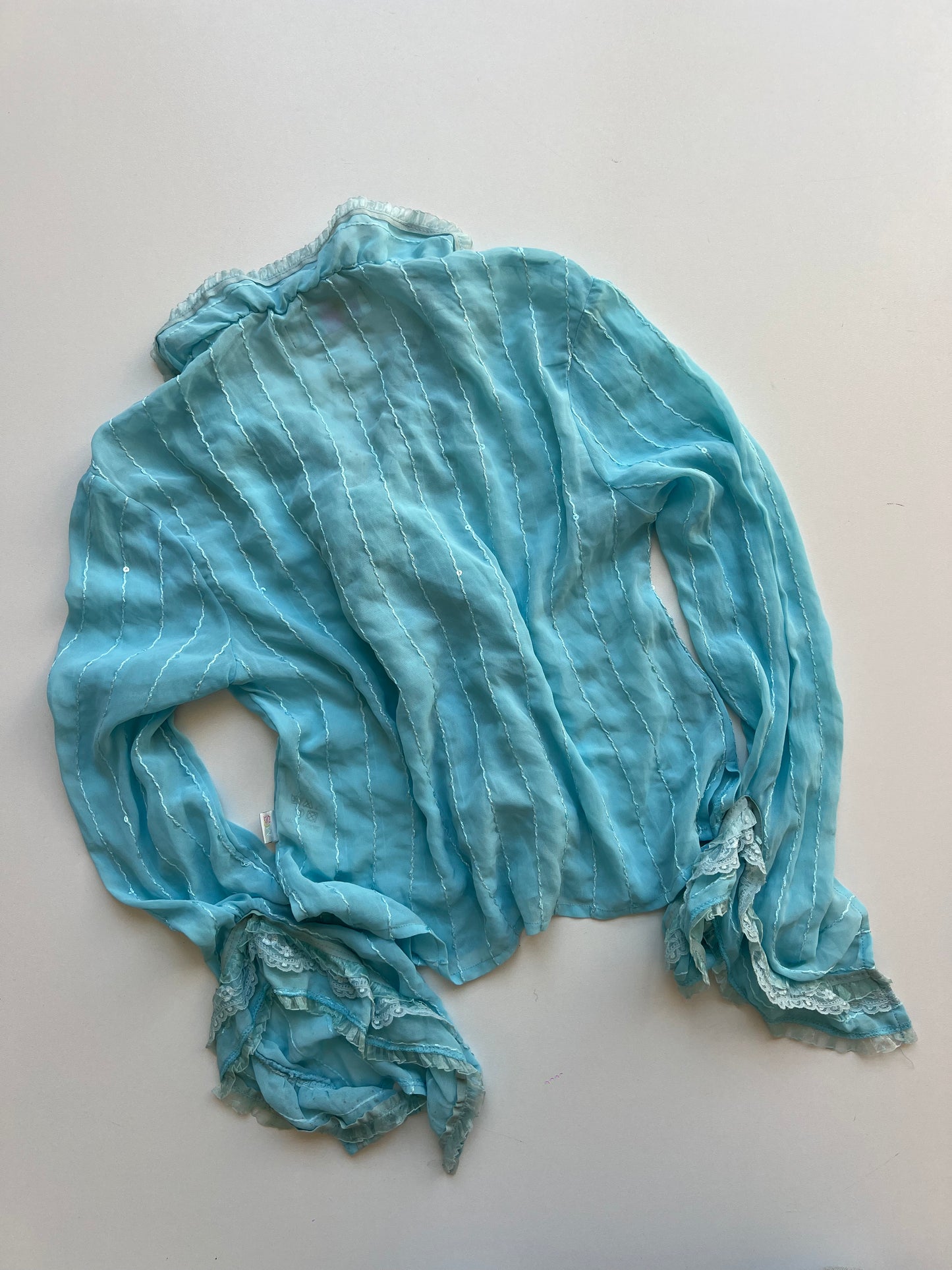 00s teal mesh sequin top- size XS