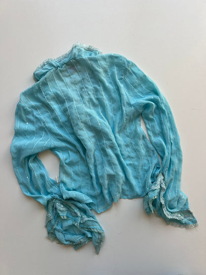 00s teal mesh sequin top- size XS
