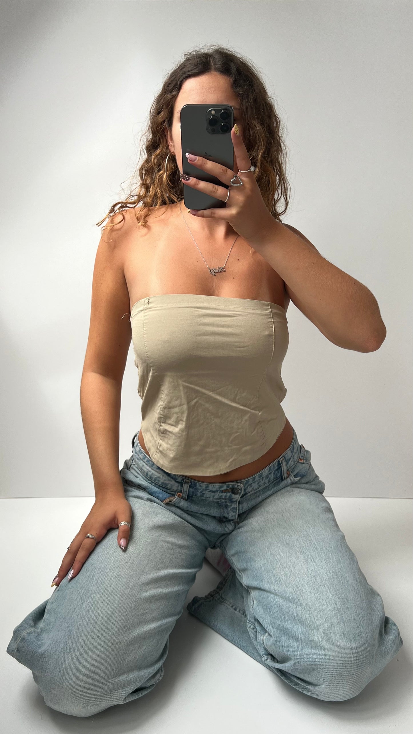 00s cream strapless crochet cami- size S