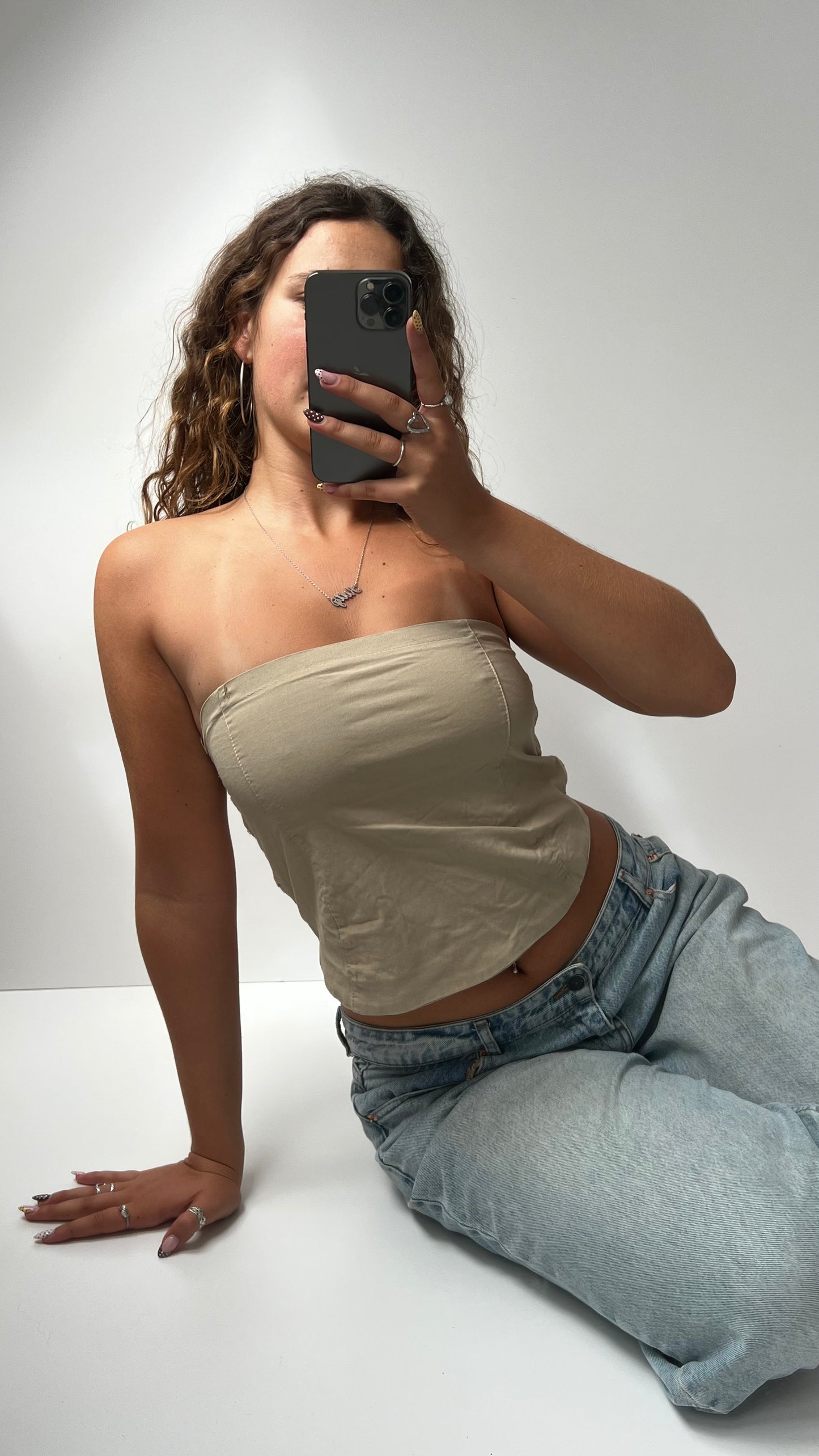 00s cream strapless crochet cami- size S