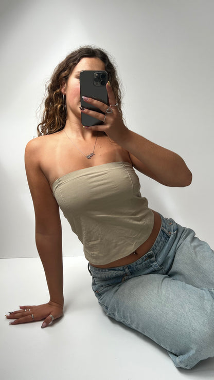 00s cream strapless crochet cami- size S